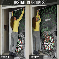 Personalised New Zealand Darts Door Cover Dartboard Maori Fern Puhoro Art - Polynesian Pride