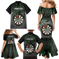 Personalised New Zealand Darts Family Matching Mermaid Dress and Hawaiian Shirt Dartboard Maori Fern Puhoro Art LT14 - Polynesian Pride