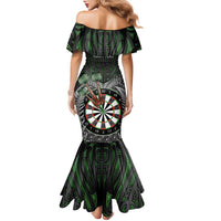 Personalised New Zealand Darts Family Matching Mermaid Dress and Hawaiian Shirt Dartboard Maori Fern Puhoro Art LT14 - Polynesian Pride
