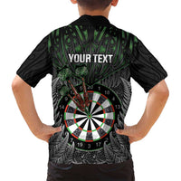Personalised New Zealand Darts Family Matching Summer Maxi Dress and Hawaiian Shirt Dartboard Maori Fern Puhoro Art LT14 - Polynesian Pride