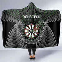 Personalised New Zealand Darts Hooded Blanket Dartboard Maori Fern Puhoro Art LT14 One Size Black - Polynesian Pride