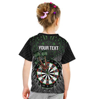 Personalised New Zealand Darts Kid T Shirt Dartboard Maori Fern Puhoro Art LT14 - Polynesian Pride