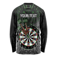 Personalised New Zealand Darts Long Sleeve Shirt Dartboard Maori Fern Puhoro Art LT14 - Polynesian Pride