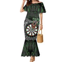 Personalised New Zealand Darts Mermaid Dress Dartboard Maori Fern Puhoro Art LT14 Women Black - Polynesian Pride