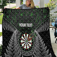 Personalised New Zealand Darts Quilt Dartboard Maori Fern Puhoro Art LT14 Black - Polynesian Pride