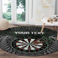 Personalised New Zealand Darts Round Carpet Dartboard Maori Fern Puhoro Art LT14 - Polynesian Pride