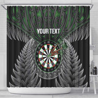 Personalised New Zealand Darts Shower Curtain Dartboard Maori Fern Puhoro Art LT14 - Polynesian Pride