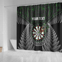 Personalised New Zealand Darts Shower Curtain Dartboard Maori Fern Puhoro Art LT14 - Polynesian Pride