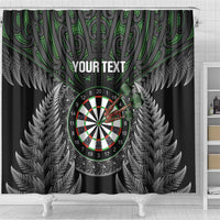 Personalised New Zealand Darts Shower Curtain Dartboard Maori Fern Puhoro Art LT14 - Polynesian Pride