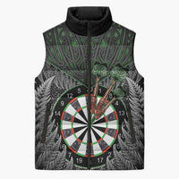 Personalised New Zealand Darts Sleeveless Puffer Jacket Dartboard Maori Fern Puhoro Art - Polynesian Pride