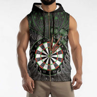 Personalised New Zealand Darts Sleeveless Zip Hoodie Dartboard Maori Fern Puhoro Art LT14 - Polynesian Pride