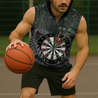 Personalised New Zealand Darts Sleeveless Zip Hoodie Dartboard Maori Fern Puhoro Art LT14 - Polynesian Pride