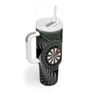 Personalised New Zealand Darts Tumbler With Handle Dartboard Maori Fern Puhoro Art LT14 - Polynesian Pride