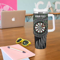 Personalised New Zealand Darts Tumbler With Handle Dartboard Maori Fern Puhoro Art LT14 - Polynesian Pride