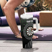 Personalised New Zealand Darts Tumbler With Handle Dartboard Maori Fern Puhoro Art LT14 - Polynesian Pride