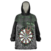 Personalised New Zealand Darts Wearable Blanket Hoodie Dartboard Maori Fern Puhoro Art LT14 One Size Black - Polynesian Pride