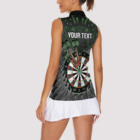 Personalised New Zealand Darts Women Sleeveless Polo Shirt Dartboard Maori Fern Puhoro Art LT14 - Polynesian Pride