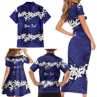 Personalised Cook Islands Pukapuka Family Matching Short Sleeve Bodycon Dress and Hawaiian Shirt Tiare Maori Polynesian Waves Tattoo LT14 - Polynesian Pride