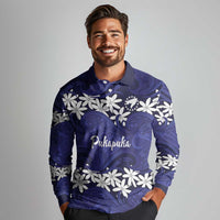 Personalised Cook Islands Pukapuka Long Sleeve Polo Shirt Tiare Maori Polynesian Waves Tattoo