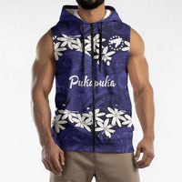 Personalised Cook Islands Pukapuka Sleeveless Zip Hoodie Tiare Maori Polynesian Waves Tattoo