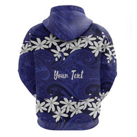Personalised Cook Islands Pukapuka Zip Hoodie Tiare Maori Polynesian Waves Tattoo
