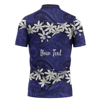 Personalised Cook Islands Pukapuka Zipper Polo Shirt Tiare Maori Polynesian Waves Tattoo