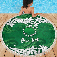Personalised Cook Islands Rarotonga Beach Blanket Tiare Maori Polynesian Waves Tattoo