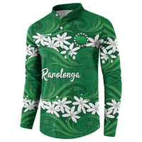 Personalised Cook Islands Rarotonga Button Sweatshirt Tiare Maori Polynesian Waves Tattoo