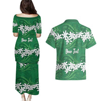 Personalised Cook Islands Rarotonga Couples Matching Puletasi and Hawaiian Shirt Tiare Maori Polynesian Waves Tattoo LT14 - Polynesian Pride