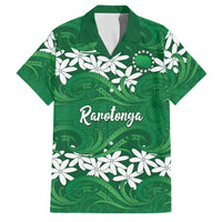 Personalised Cook Islands Rarotonga Family Matching Mermaid Dress and Hawaiian Shirt Tiare Maori Polynesian Waves Tattoo LT14 Dad's Shirt - Short Sleeve Green - Polynesian Pride