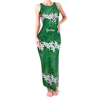 Personalised Cook Islands Rarotonga Family Matching Tank Maxi Dress and Hawaiian Shirt Tiare Maori Polynesian Waves Tattoo LT14 Mom's Dress Green - Polynesian Pride