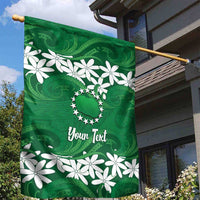 Personalised Cook Islands Rarotonga Garden Flag Tiare Maori Polynesian Waves Tattoo