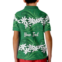 Personalised Cook Islands Rarotonga Kid Polo Shirt Tiare Maori Polynesian Waves Tattoo