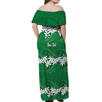 Personalised Cook Islands Rarotonga Off Shoulder Maxi Dress Tiare Maori Polynesian Waves Tattoo