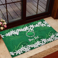 Personalised Cook Islands Rarotonga Rubber Doormat Tiare Maori Polynesian Waves Tattoo