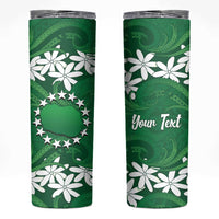 Personalised Cook Islands Rarotonga Skinny Tumbler Tiare Maori Polynesian Waves Tattoo LT14 Green - Polynesian Pride