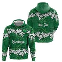 Personalised Cook Islands Rarotonga Zip Hoodie Tiare Maori Polynesian Waves Tattoo