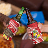 Kingdom Of Tonga Emancipation Day 4 in 1 Can Cooler Tumbler Tongan Ngatu With Kumete Red LT14 - Polynesian Pride