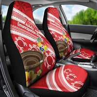Kingdom Of Tonga Emancipation Day Car Seat Cover Tongan Ngatu With Kumete Red LT14 - Polynesian Pride