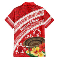 Kingdom Of Tonga Emancipation Day Family Matching Off The Shoulder Long Sleeve Dress and Hawaiian Shirt Tongan Ngatu With Kumete Red LT14 - Polynesian Pride