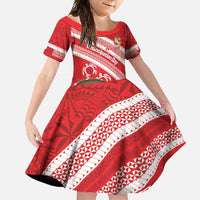 Kingdom Of Tonga Emancipation Day Family Matching Summer Maxi Dress and Hawaiian Shirt Tongan Ngatu With Kumete Red LT14 Daughter's Dress Red - Polynesian Pride