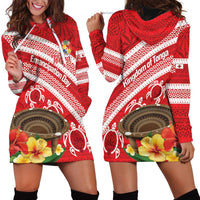 Kingdom Of Tonga Emancipation Day Hoodie Dress Tongan Ngatu With Kumete Red LT14 - Polynesian Pride
