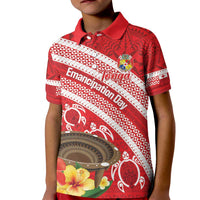 Kingdom Of Tonga Emancipation Day Kid Polo Shirt Tongan Ngatu With Kumete Red LT14 Kid Red - Polynesian Pride