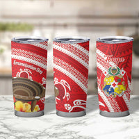Kingdom Of Tonga Emancipation Day Tumbler Cup Tongan Ngatu With Kumete Red LT14 - Polynesian Pride