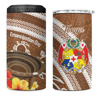 Kingdom Of Tonga Emancipation Day 4 in 1 Can Cooler Tumbler Tongan Ngatu With Kumete Brown LT14 One Size: 16 oz Brown - Polynesian Pride