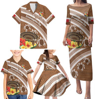 Kingdom Of Tonga Emancipation Day Family Matching Puletasi and Hawaiian Shirt Tongan Ngatu With Kumete Brown LT14 - Polynesian Pride
