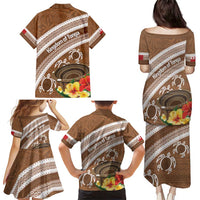 Kingdom Of Tonga Emancipation Day Family Matching Puletasi and Hawaiian Shirt Tongan Ngatu With Kumete Brown LT14 - Polynesian Pride