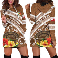 Kingdom Of Tonga Emancipation Day Hoodie Dress Tongan Ngatu With Kumete Brown LT14 - Polynesian Pride