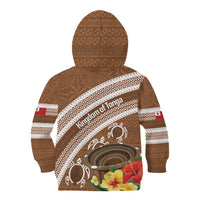 Kingdom Of Tonga Emancipation Day Kid Hoodie Tongan Ngatu With Kumete Brown LT14 - Polynesian Pride