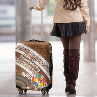Kingdom Of Tonga Emancipation Day Luggage Cover Tongan Ngatu With Kumete Brown LT14 - Polynesian Pride